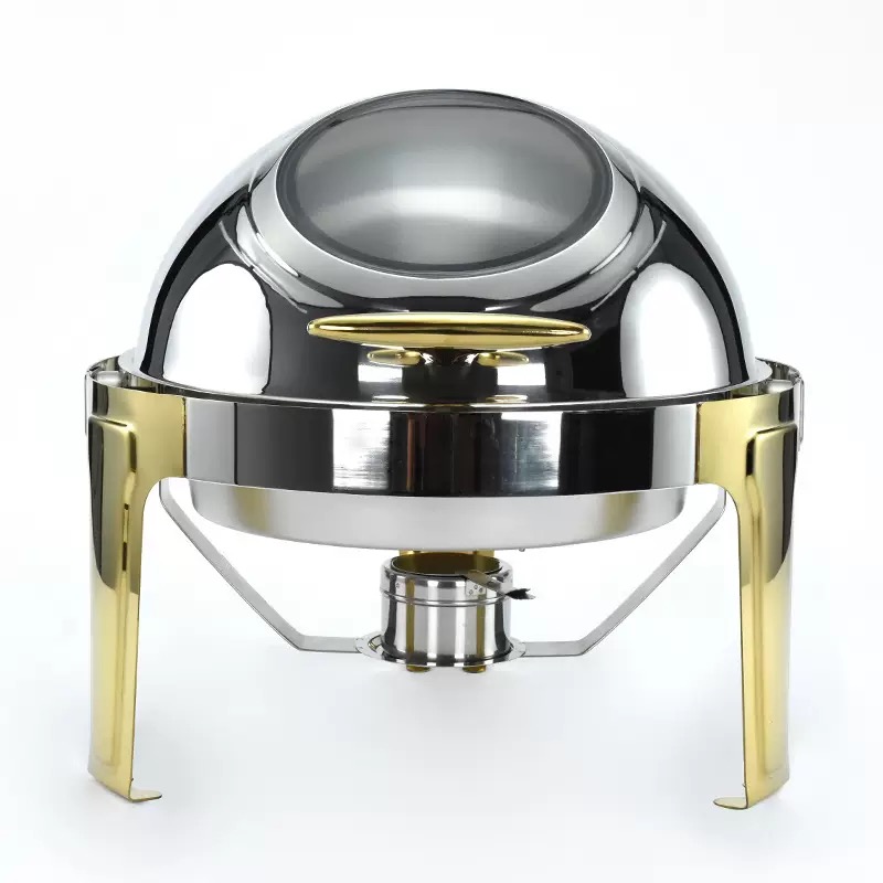 Chafing Dishes with Window Gold Chafers Roll Top Buffet Chafing Food Warmers