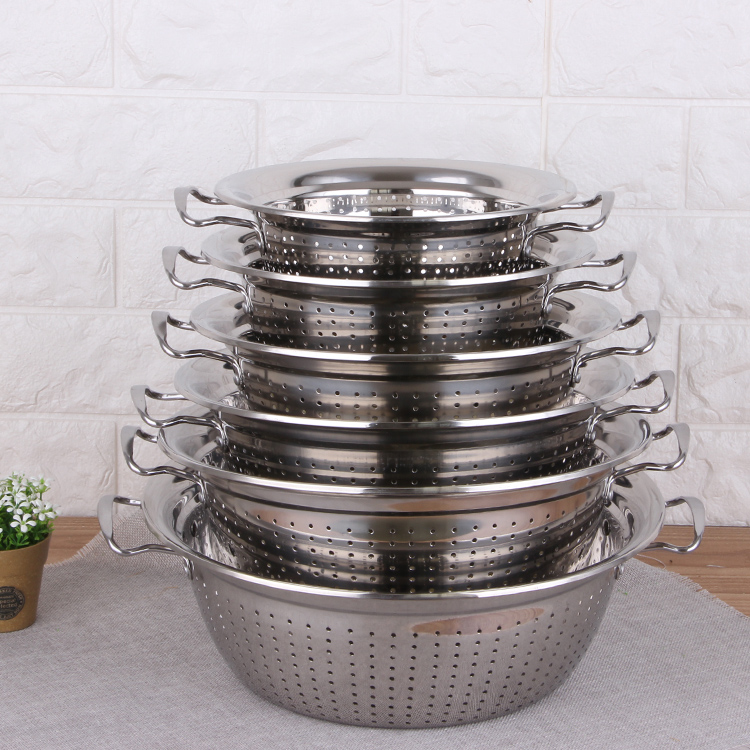 Kitchen Stainless Steel Pasta Rice Food Metal Strainer with Handles Basket Colander Kitchen Basket Strainer for Food