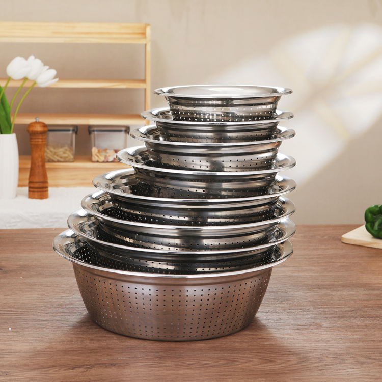 Basket Colander Kitchen Basket Strainer for Food Kitchen Stainless Steel Pasta Rice Food Metal Strainer with Handles