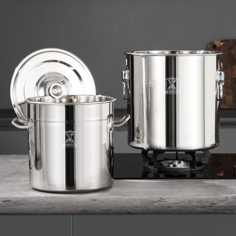 Large Capacity 304 Stainless Steel Induction Pot with Classic Design Durable Metal Bucket Lid and Capsule Base for Cooking