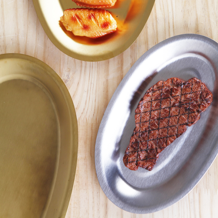 Metal Food Serving Tray Dinner Plate Stainless Steel Dessert Charge Plate Korean Tableware