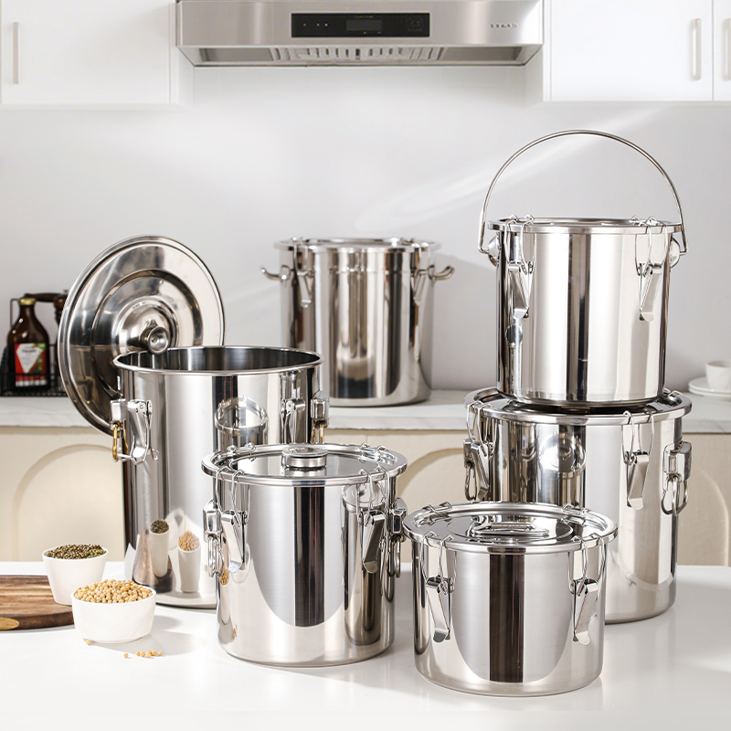 Airtight Soup Bucket Airtight Leakproof Stainless Steel Canister Set Metal Food Storage Container Soup Bucket with Lids