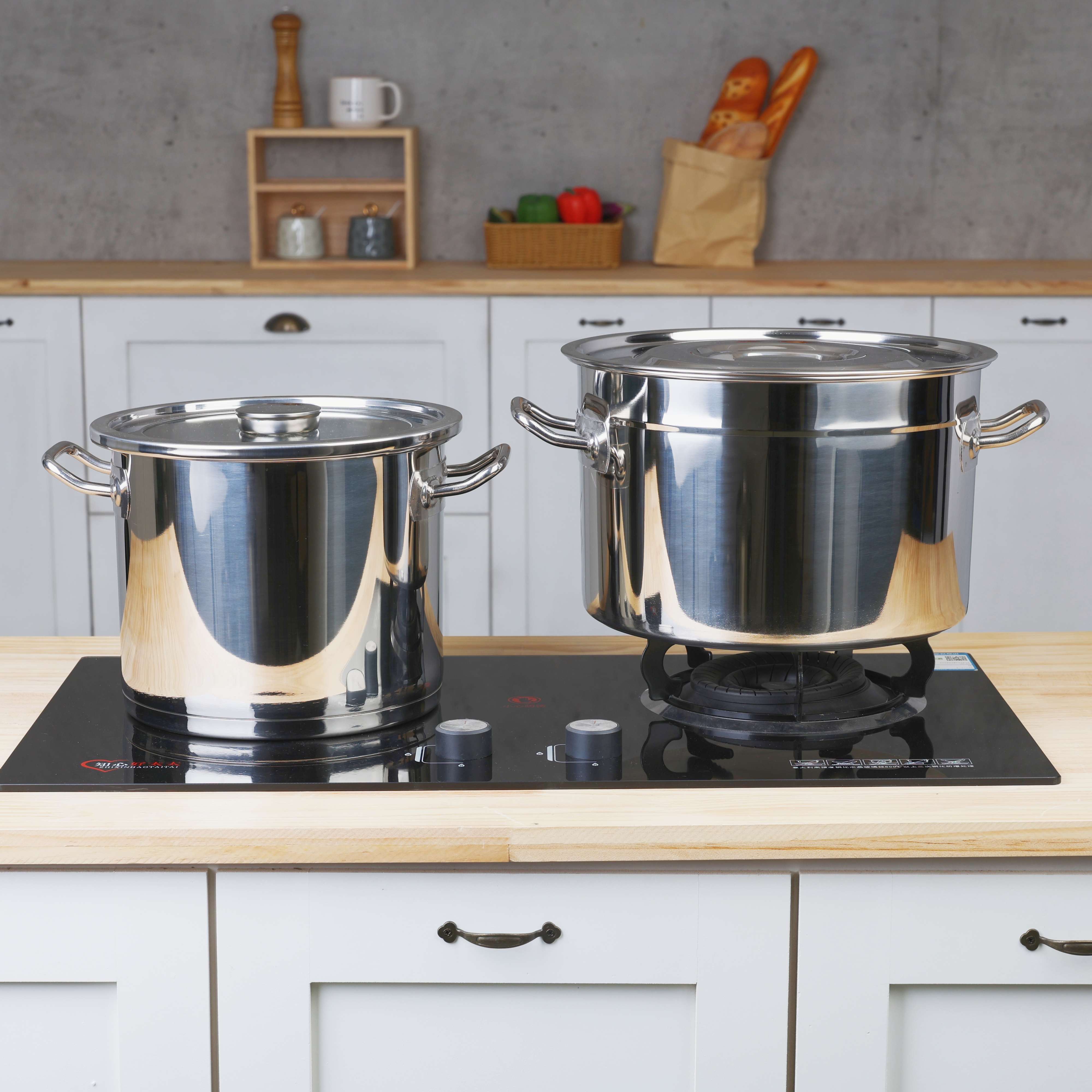 Wholesale Big Pots for Cooking Multiple Sizes Stainless Steel Soup Stock Pot Commercial Cooking Pot