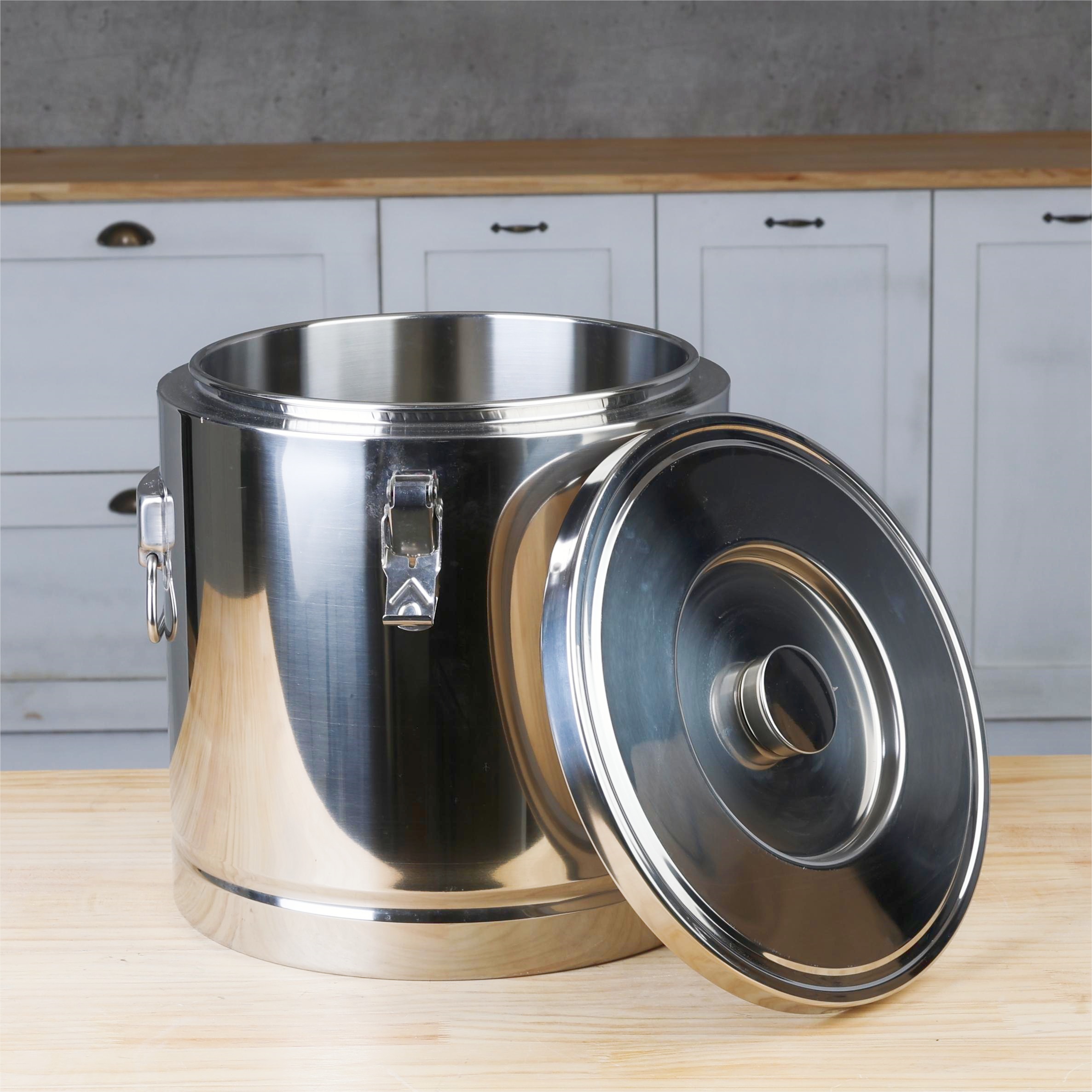 Large Capacity Stainless Steel Heat Insulation Barrel Big Pots for Cooking Double Wall Food Container Foam Ice Bucket