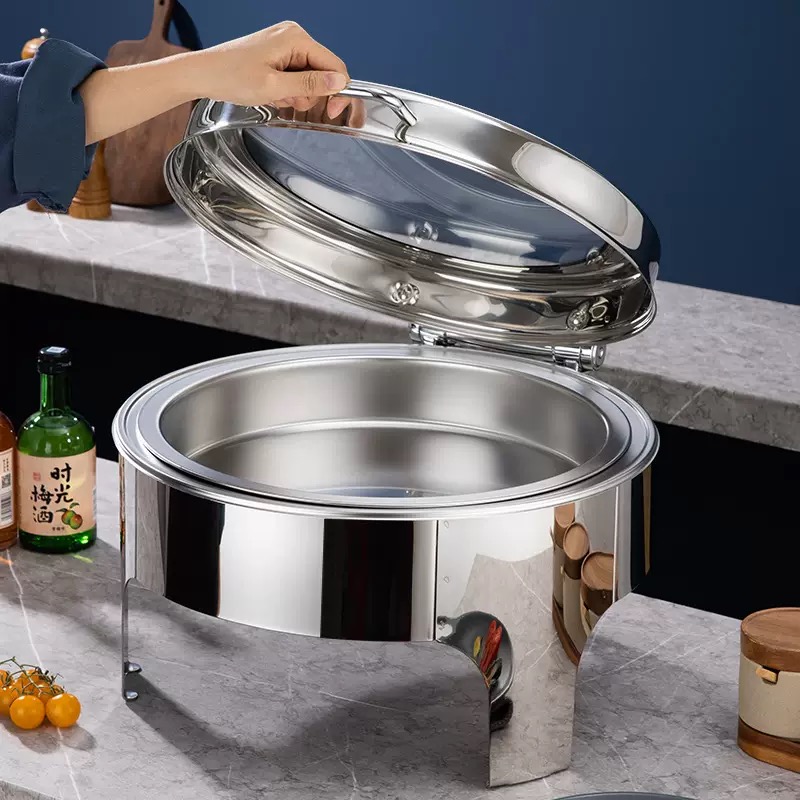 Round Chaffing Dishes Buffet Catering Stainless Steel with Glass Lid Food Warmer Set Chafer Dish Buffet Set