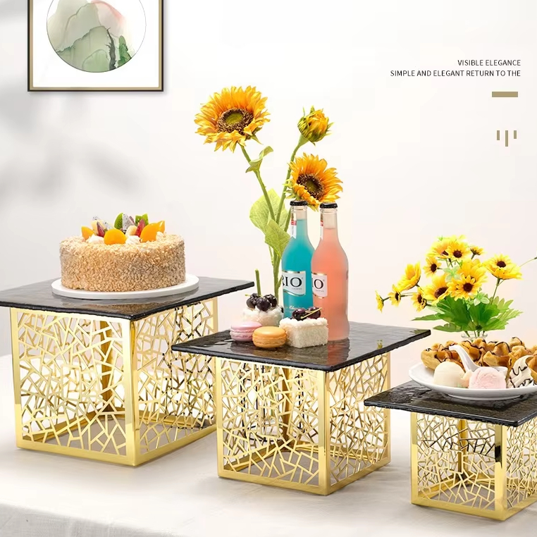 Luxury Stainless Steel Cupcake Tray Stand Elegant Dessert Table square Wedding Centerpieces and Birthday Party Cake Tools