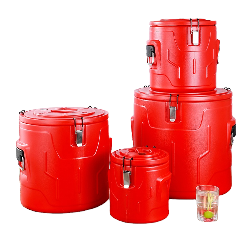 4pcs Set Stainless Steel Insulated Bucket Double-Layer Restaurant Food Storage Warmers Outside Cooler