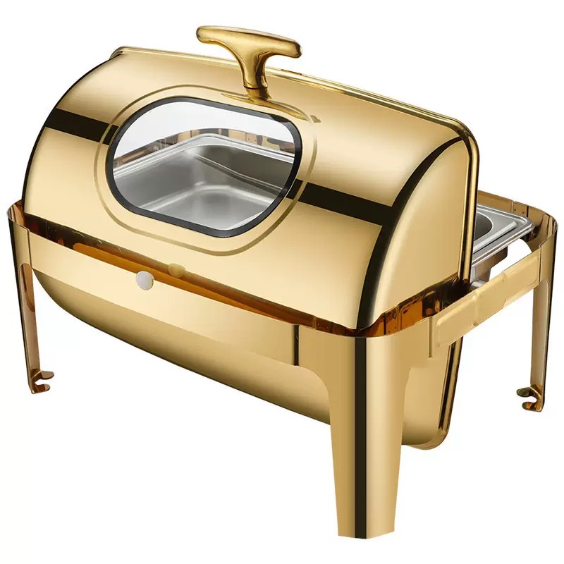 Chaffing Dishes Stainless Steel Luxury Food Warmer Gold Buffet Set for Catering Buffet Equipment