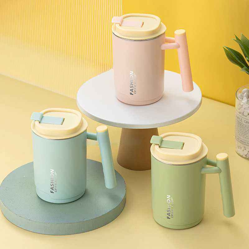 Wholesale Custom 304 Stainless Steel Thermal Mug Breakfast Cup Travel Coffee Mugs With Handle With Lid